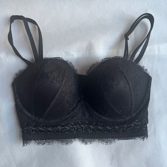 Victoria’s Secret Very Sexy Multi-Way Black Lace 32D Bra Strapless Push up - Picture 4 of 8